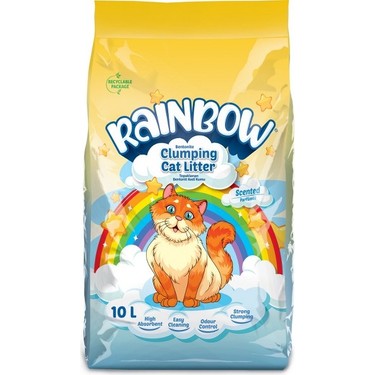 Rainbow Parfümlü Topaklaşan Bentonit Kedi Kumu 10 lt 